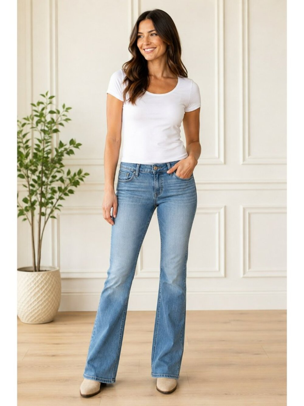 J.Crew City Fit Bootcut Jeans Womens 6 Blue Made In USA 98% Cotton